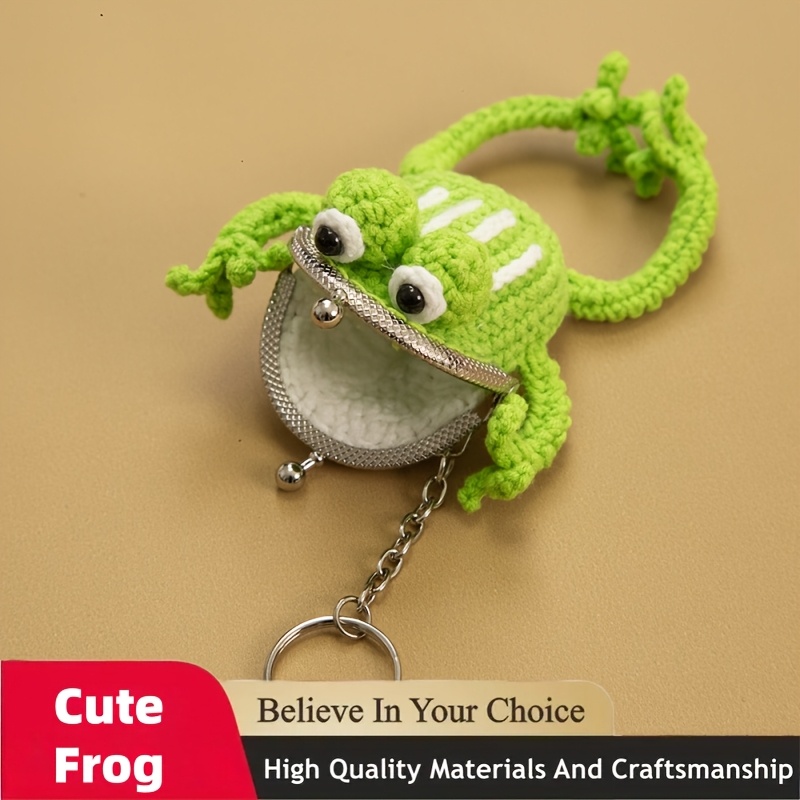 TEMU 1pc Handmade Crochet Octopus Wallet Keychain - Cute Blue And White Woven Animal Wallet Pendant, Lightweight Travel Storage Bag, Unique Friend