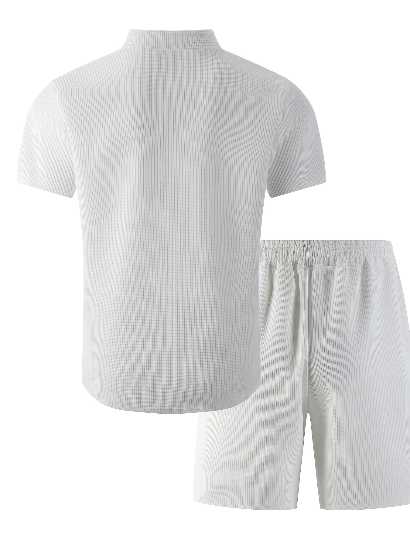 Men'S Waffle Knit Chest Pocket Short-Sleeve Shirt + Athletic Short-Sleeve Set