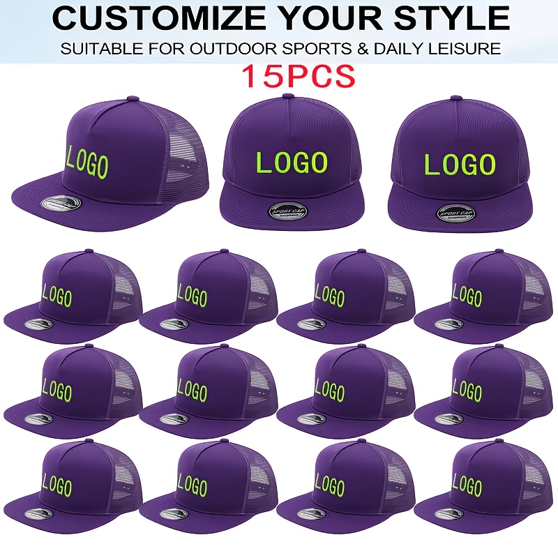 15pcs Personalized Retro Mesh Trucker Hats, Customizable