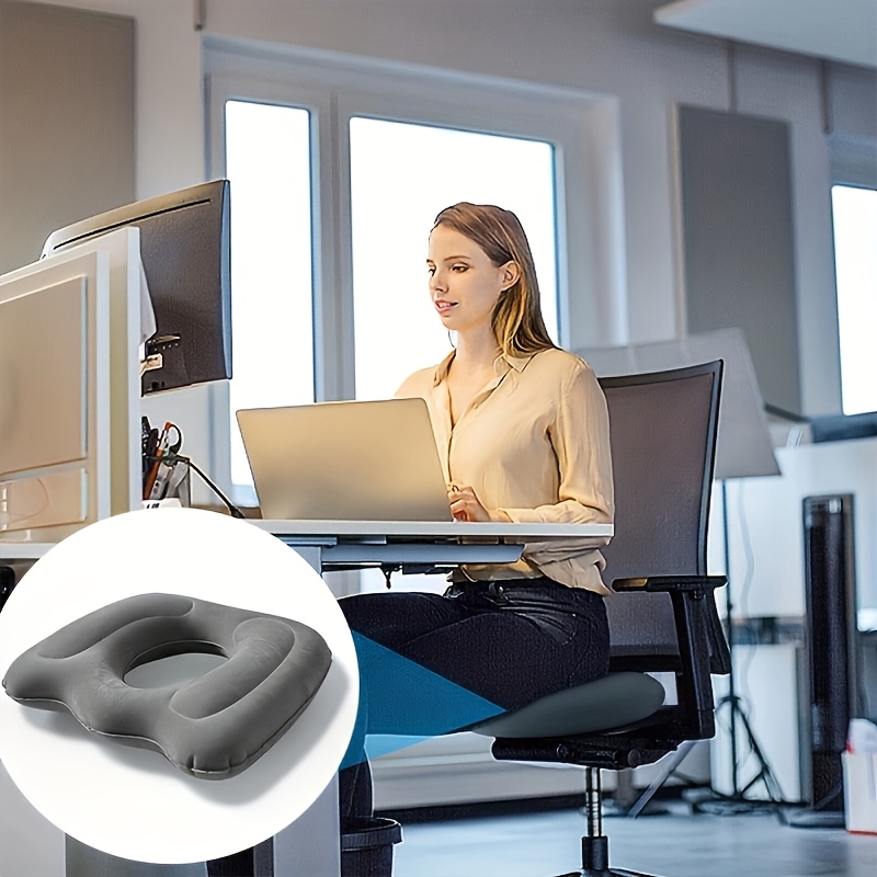 1pc inflatable seat cushion with adjustable firmness flocked pvc cover   for hemorrhoid portable for     use ideal for prolonged sitting post surgery fatigue relief single seat sofa compatible Product details 4