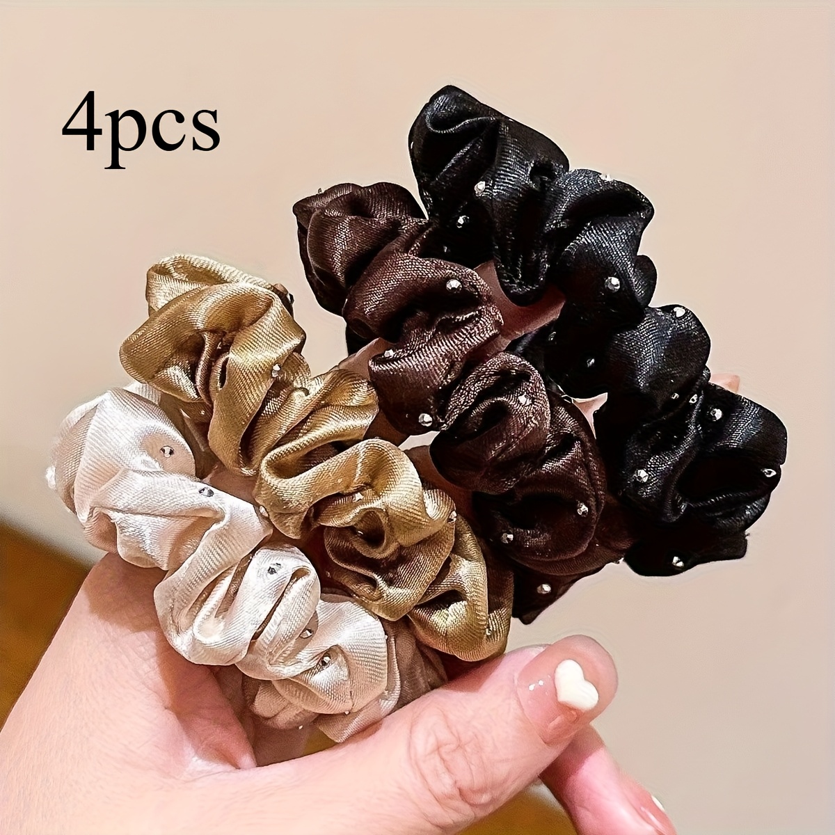 TEMU 4 pezzi Fascia per capelli in raso Crasso, Copricapo da donna, Elastico per capelli per appuntamenti quotidiani, Fascia per capelli facile da