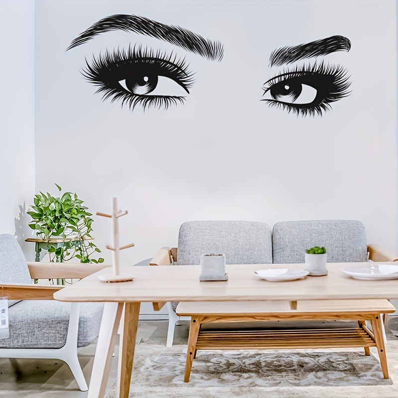 

1pc, Eyes Lashes Wall Decal, Pvc Self-adhesive Removable Wall Art, Rectangular Shape For Living Room Bedroom Decor, One-time Use