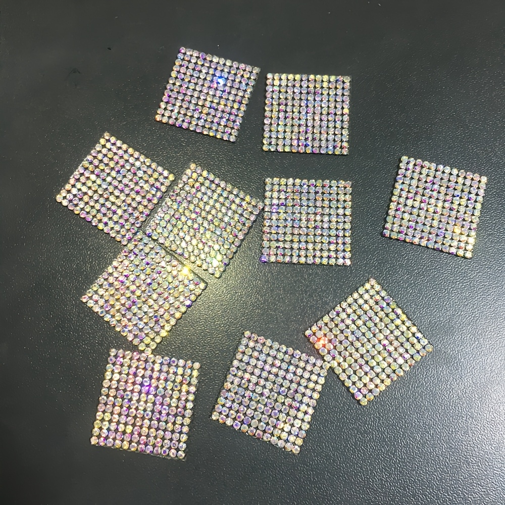 10pcs Self-Adhesive Square Shape Rhinestone Decals for DIY