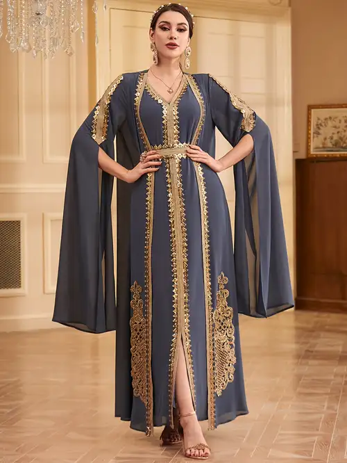 Traditional Modern Arabic Dress Middle East Arab Print Two-piece Set Of Cross-border European And Traditional Modern Arabic Dress Middle East Arab Print Two-piece Set Of Cross-border European And