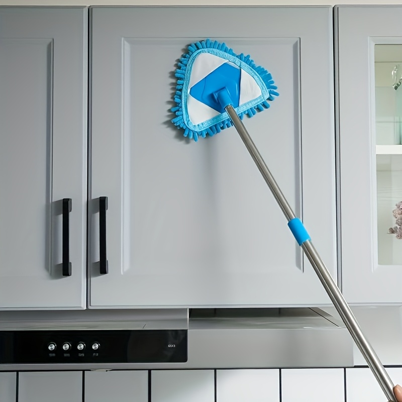 E-shop ., Teleskop Dreieck Reinigungsmop, Mini Chenille Dreieck Mop, Decken Wand Reinigungsmop, Abnehmbarer Waschbarer Staubentfernungsmop, Boden Wand