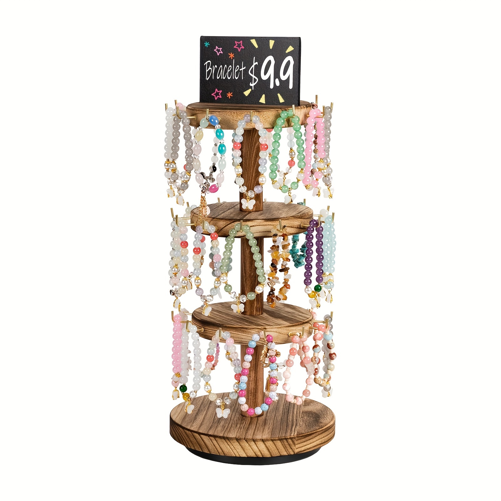 

3- Wooden Bracelet Display Stand, 36 , Round, -, No Required, For Jewelry And Keychain , Advertising , For , , Booths,