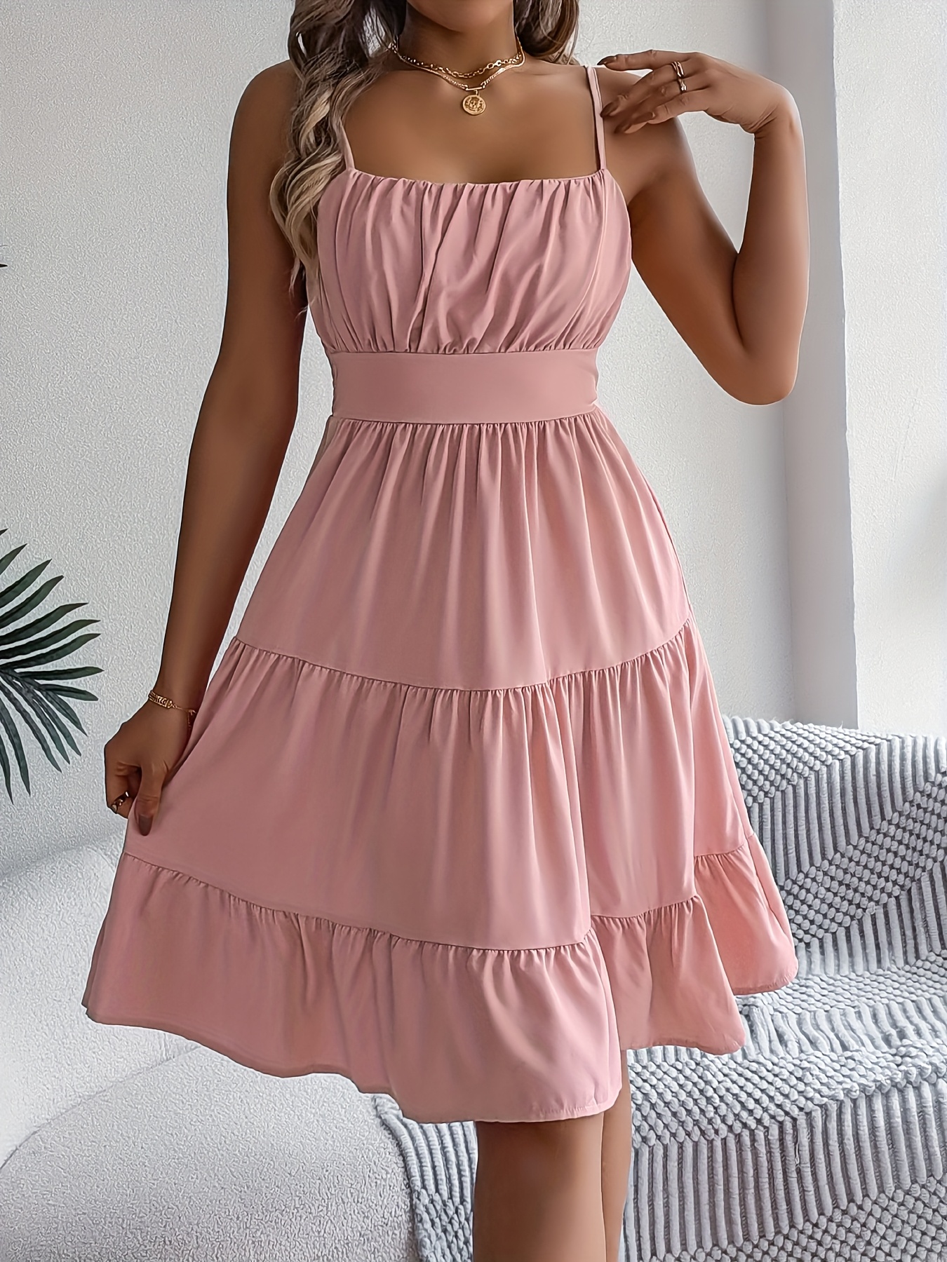 light pink mini slip dress Pink Satin Mini Dress main image 0