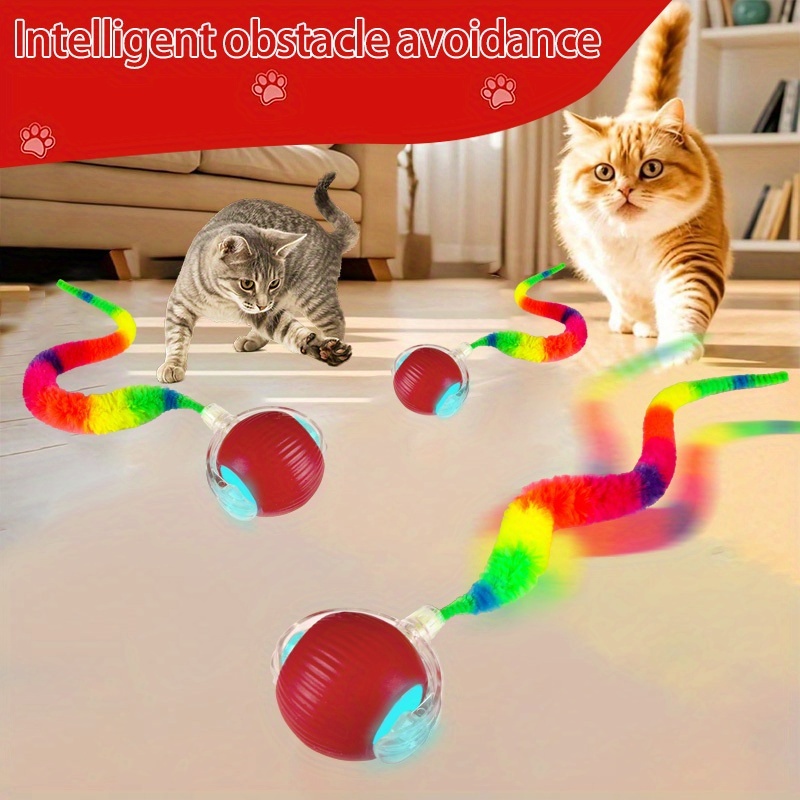 Automatic Rolling Cat Ball Toy with LED Lights, Interactive Game for Cats