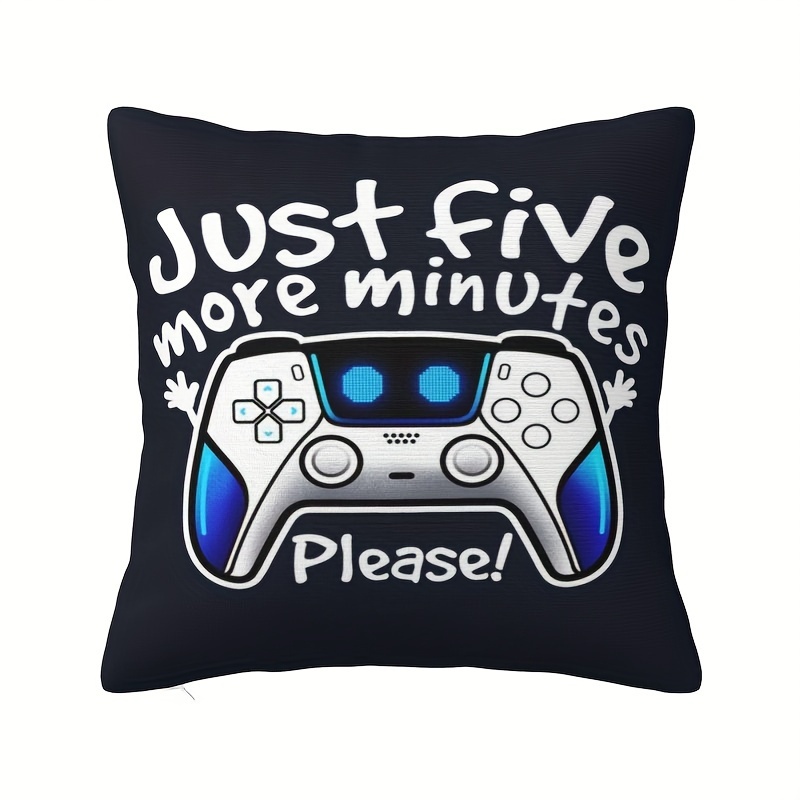 

Bot ' More Minutes' Plush Pillow Cover 18x18 - Soft, Single-sided Print For Sofa & Home Decor, Zip Closure, Hand Wash Only