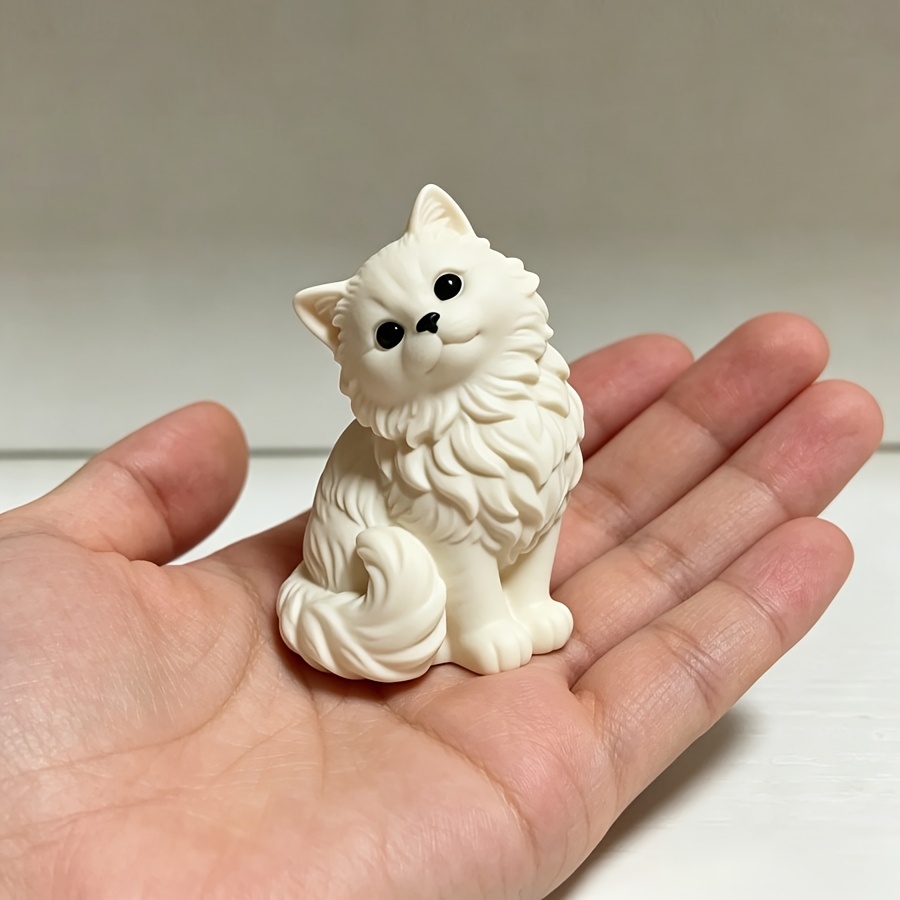 TEMU Statue de chat persan , mini figurine de chat, ornement de bureau style Easy Ins, cadeau de pour meilleure , petit article pour femme