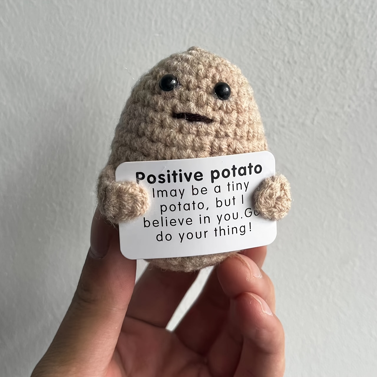 Mini Funny Positive Potato Knitted Potato Toy Positive Card - Temu