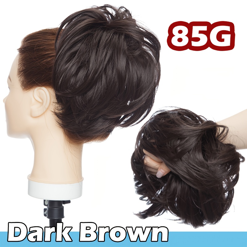 Thick Soft Messy Bun Wrap On Ponytail Hair Extensions 6inch/15cm Synthetic Curly Tousled Hairpiece Scrunchie Updo Hair Curly Straight Hair Piece Pony Tail Natural For Women Halloween Wedding