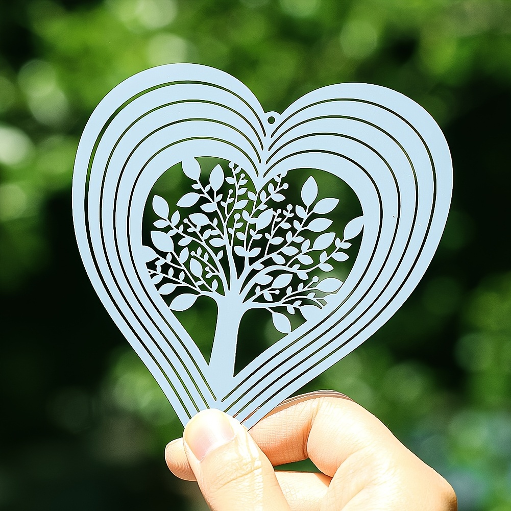 Image of Of Life Wind Spinner Catcher Stainless Steel 3d Rotating Windchimes Amulet Chakra Hanging Mirror Garden Decor Bird Repellent