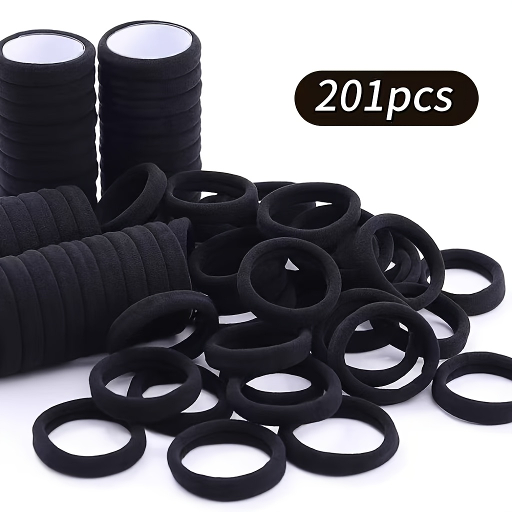 TEMU 201pcs Women's Black Easy Elegant High Elastic Hair Rings, Large Capacity And Durable Hair Rings, Suitable For Daily With Hairstyles
