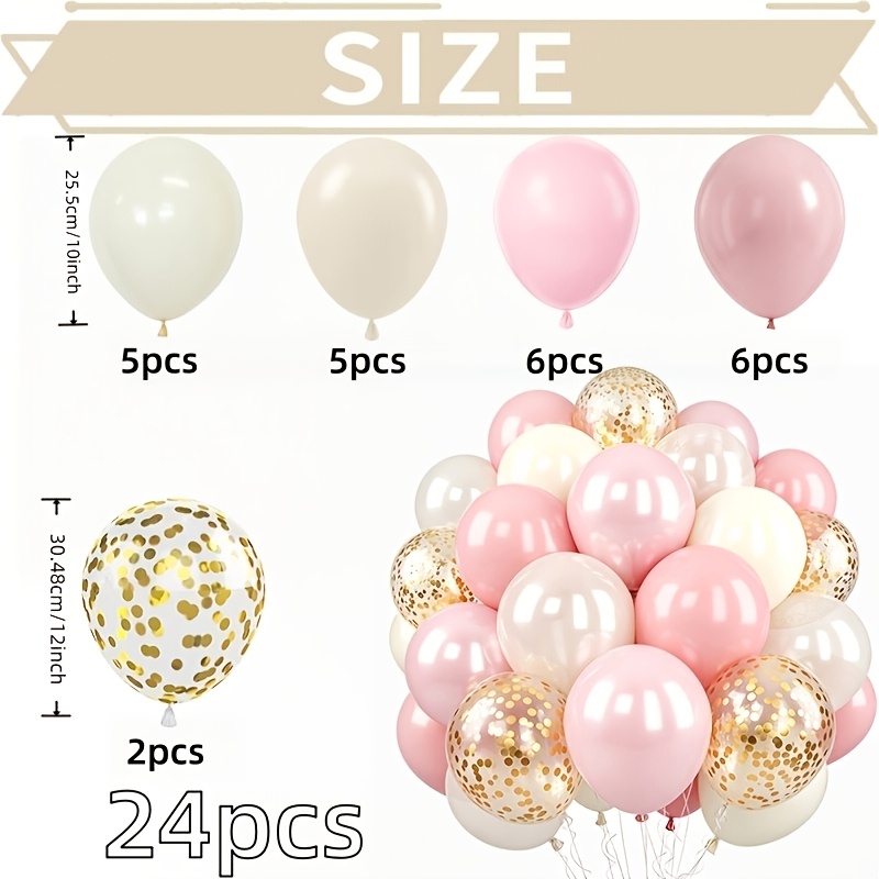 TEMU 24 pezzi, Rosa, Sabbia e Palloncini in Lattice con , Adatti per Matrimoni, Compleanni, Anniversari, Baby Shower, Addii al Celibato, Decorazioni