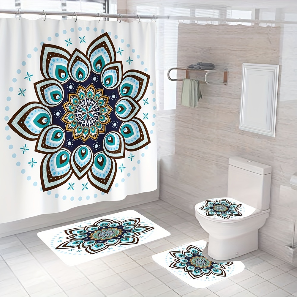 1 Cortina Ducha Mandala Cortinas Baño Bohemias Cortina Ducha - Temu