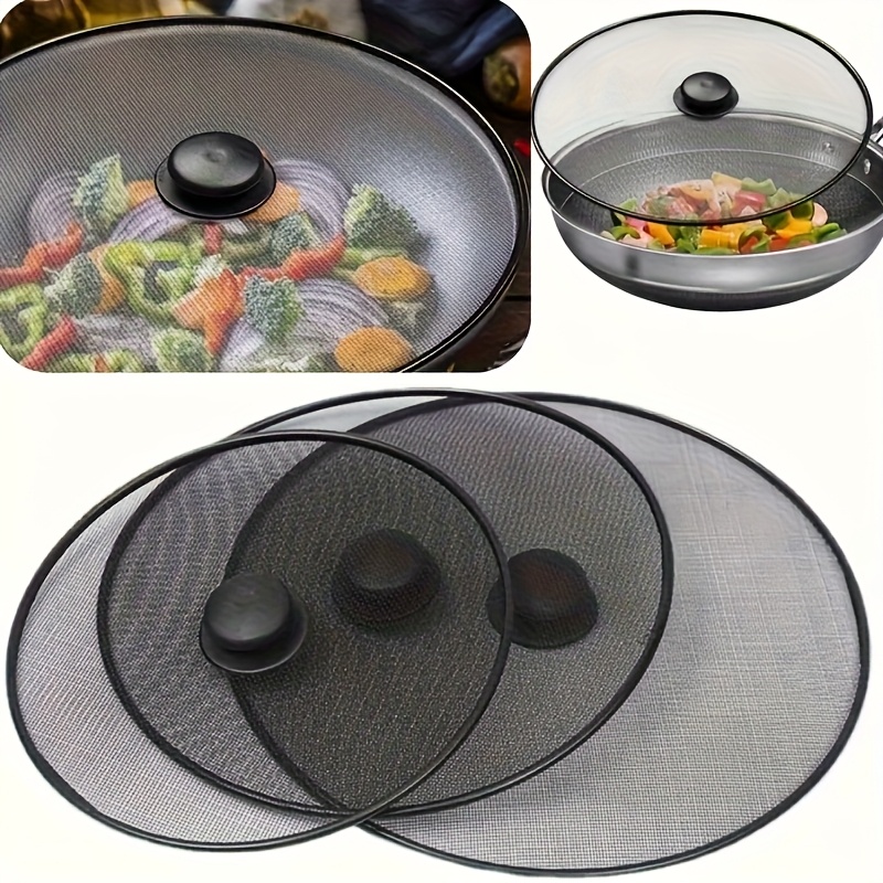 Splatter Guard Cover - Heat-Resistant Mesh Lid for 20.32-30.48 cm Pots, Preventing Splatter And Smoke, Keeping Food Fresh, Ideal for Healthy Cooking, Kitchen Essential | Durable Mesh Cover