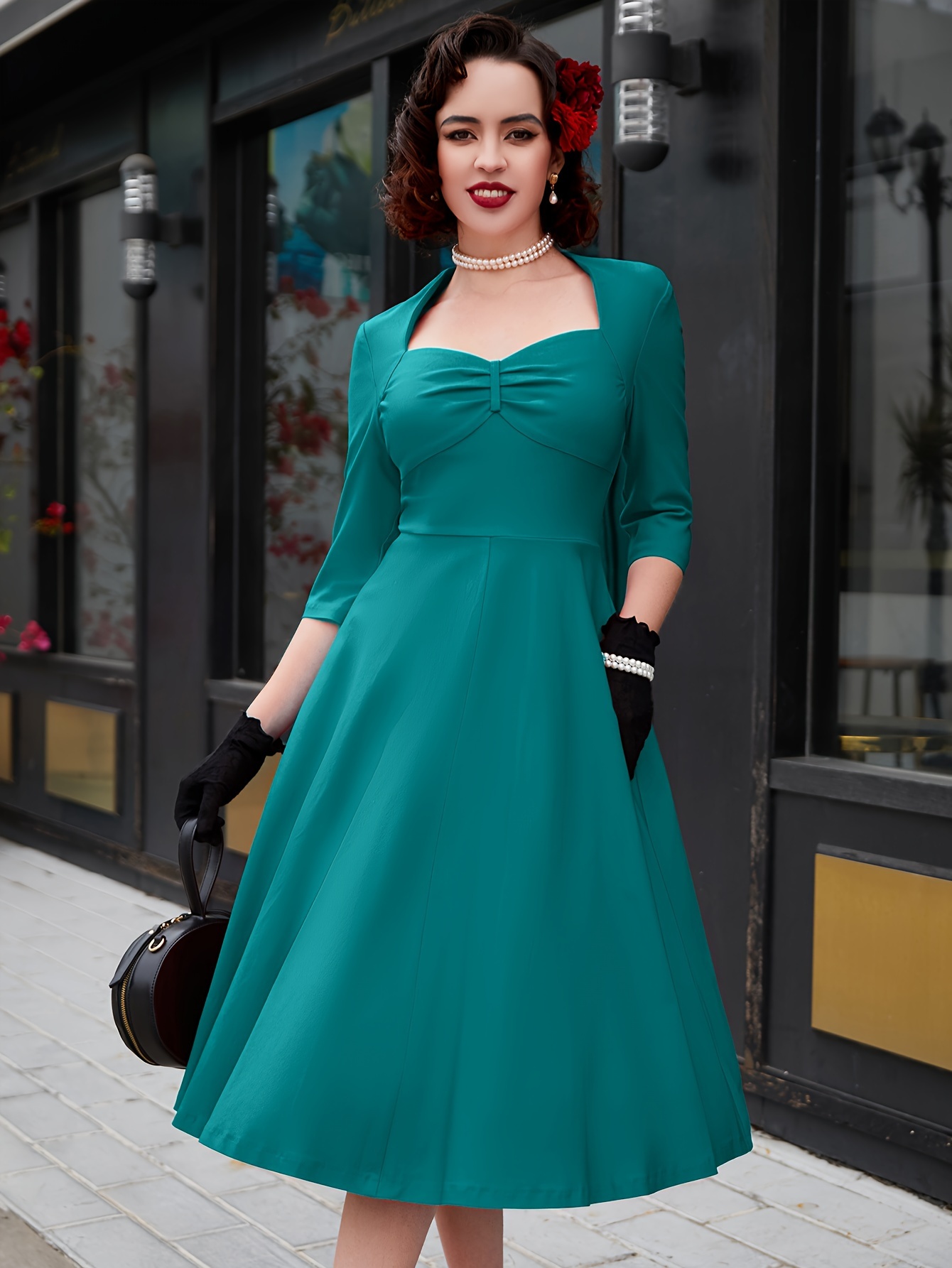 Ameri Vintage LADY TUCK FLARE DRESS（LADY TUCK FLARE DRESS【Ameri 