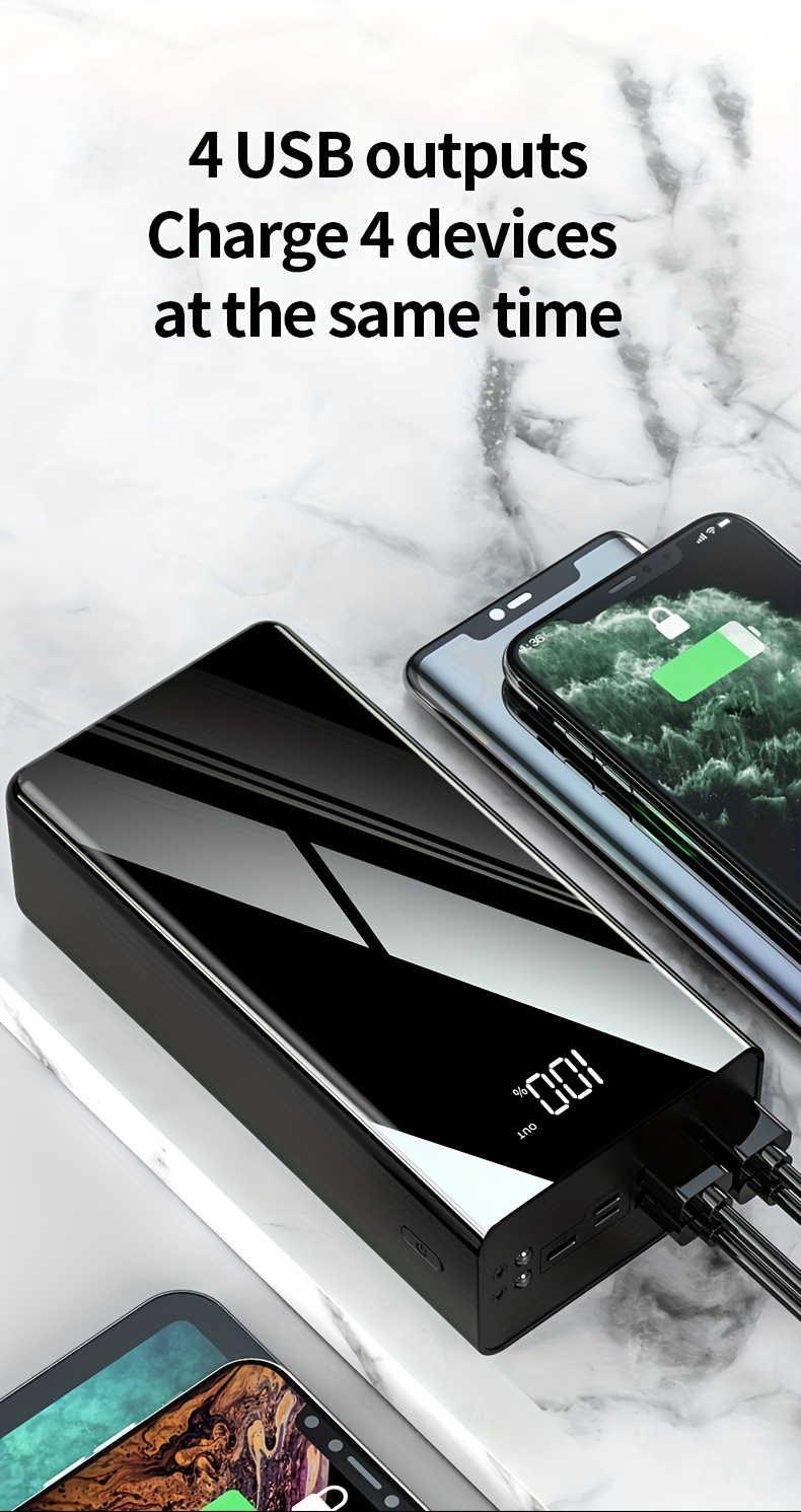 50000mAh Large Capacity Mobile Power Bank With Lighting/LED Power Display/multiple Type-C/Micro/USB Ports, Can Quickly Charge Mobile Phones/electronic Products And Other Devices, Portable Emergency Power Supply Device For Outdoor Travel, Gift