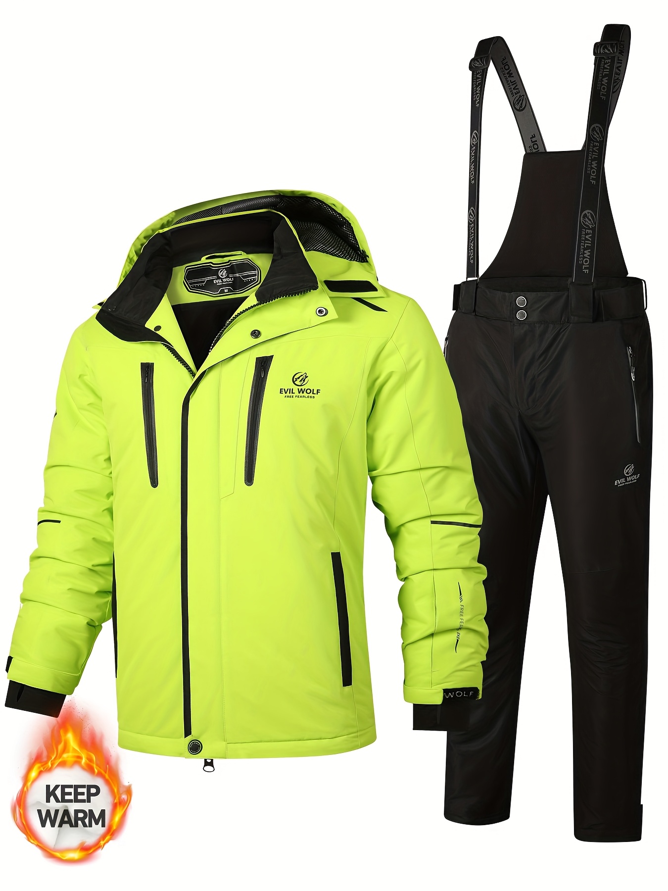 Thicken Warm Ski Suit For Men Windproof Waterproof Skiing Suits Male Snowboarding Jacket And Pants, Snow Overalls Winter New