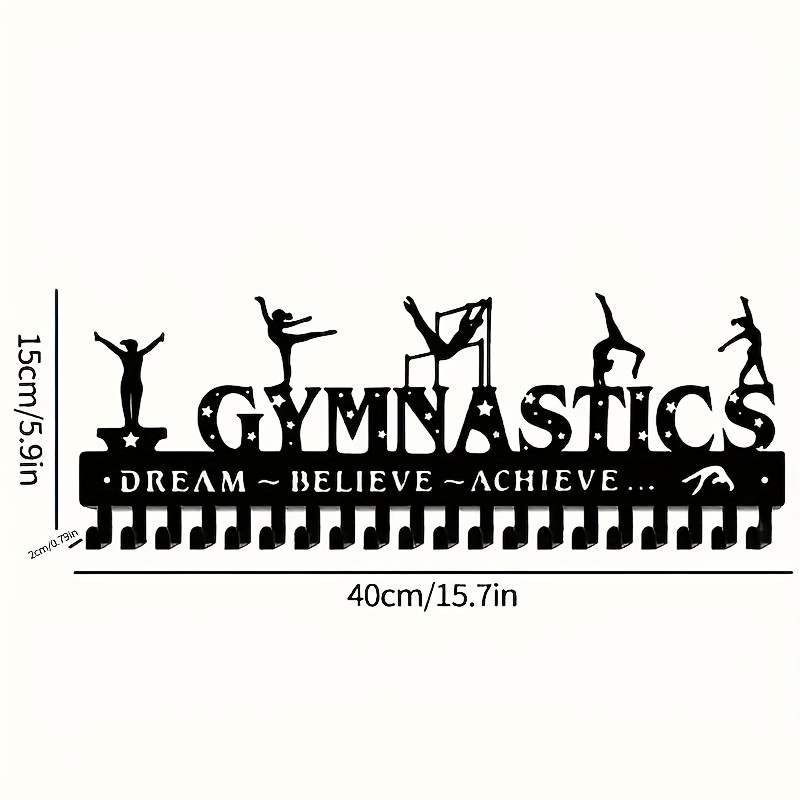 TEMU Support mural en métal pour médailles de sport avec 20 crochets, pour récompenses et décorations, joueurs de football, gymnastes, etc., noir,