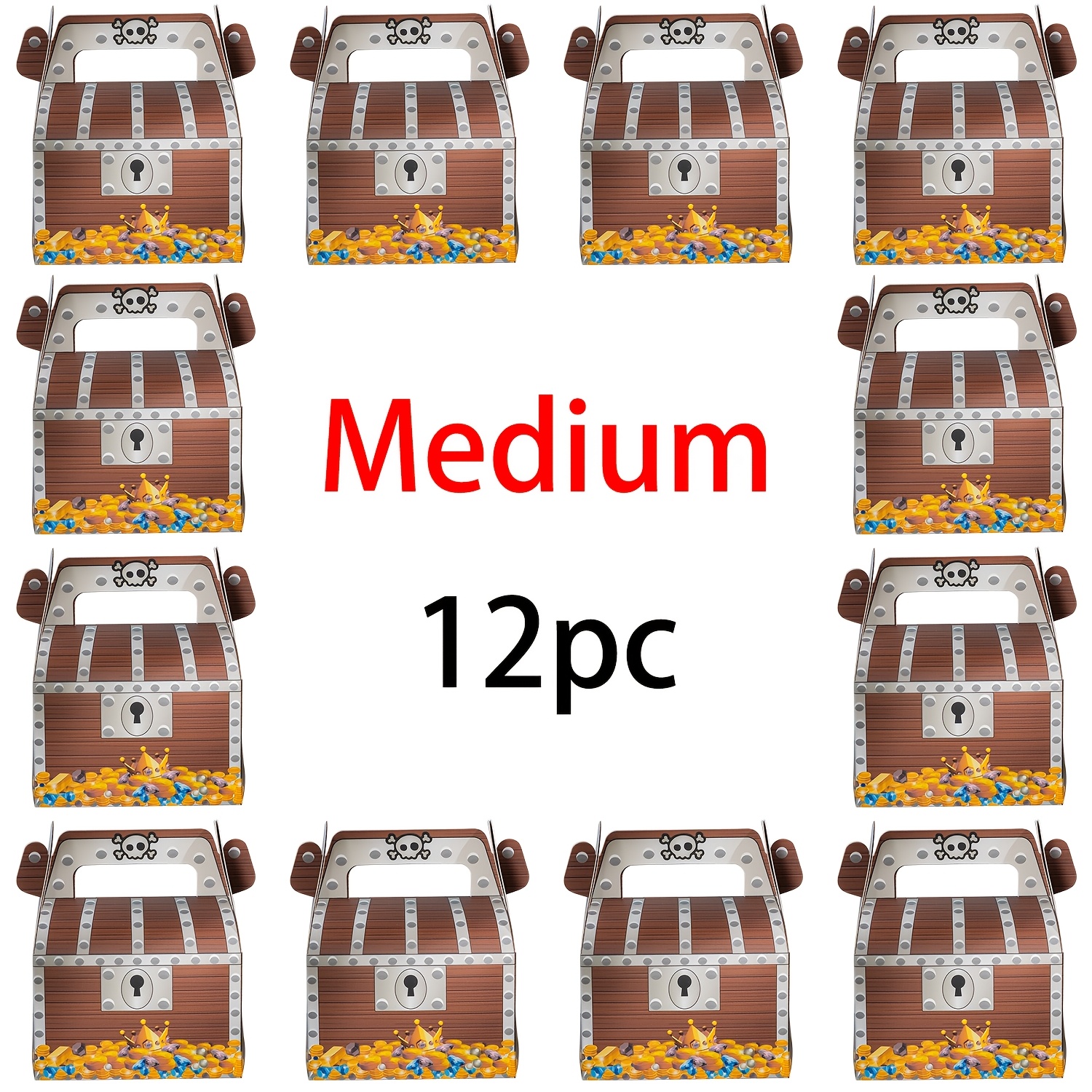 Image of Gift For Her/him 12pcs/24pcs. Large/medium/small Paper Candy Boxes (with Patterns) – Small Gift Boxes For Halloween, Pirate-themed Birthdays, Kindergarten Parties & Christmas Birthday Parties