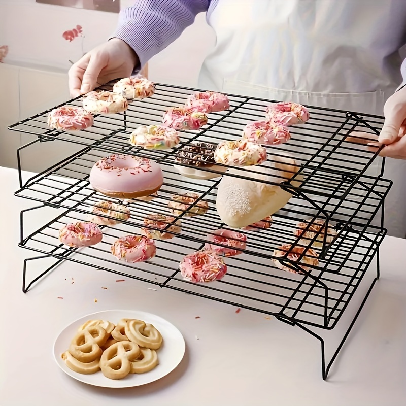 

1pc/3pcs Cast Iron Cooling Rack - Foldable & Stackable, Perfect For Baking, Cooking & Kitchen Organization