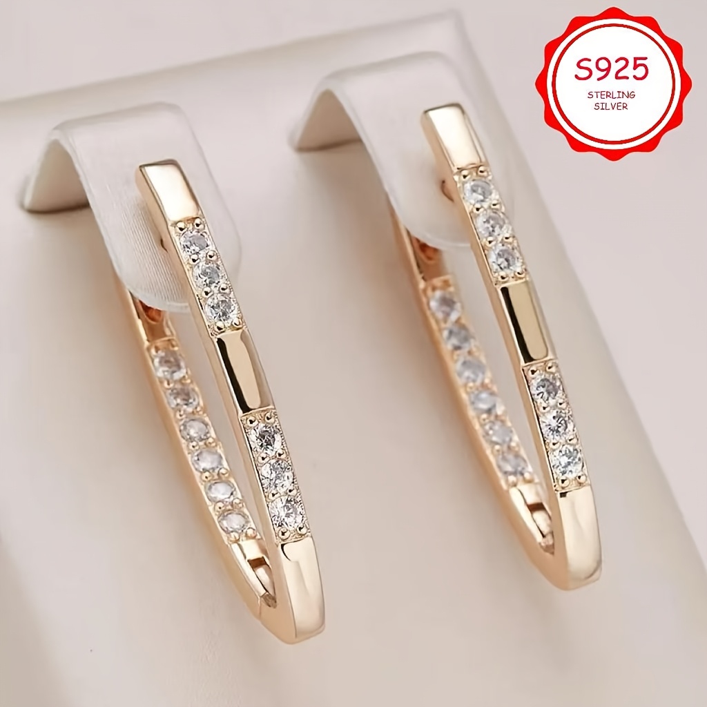 s925 sterling silvery fashionable and luxurious v shaped pendant earrings anti allergy bohemian style suitable for valentines day gifts high quality jewelry for daily vacations Product details 0