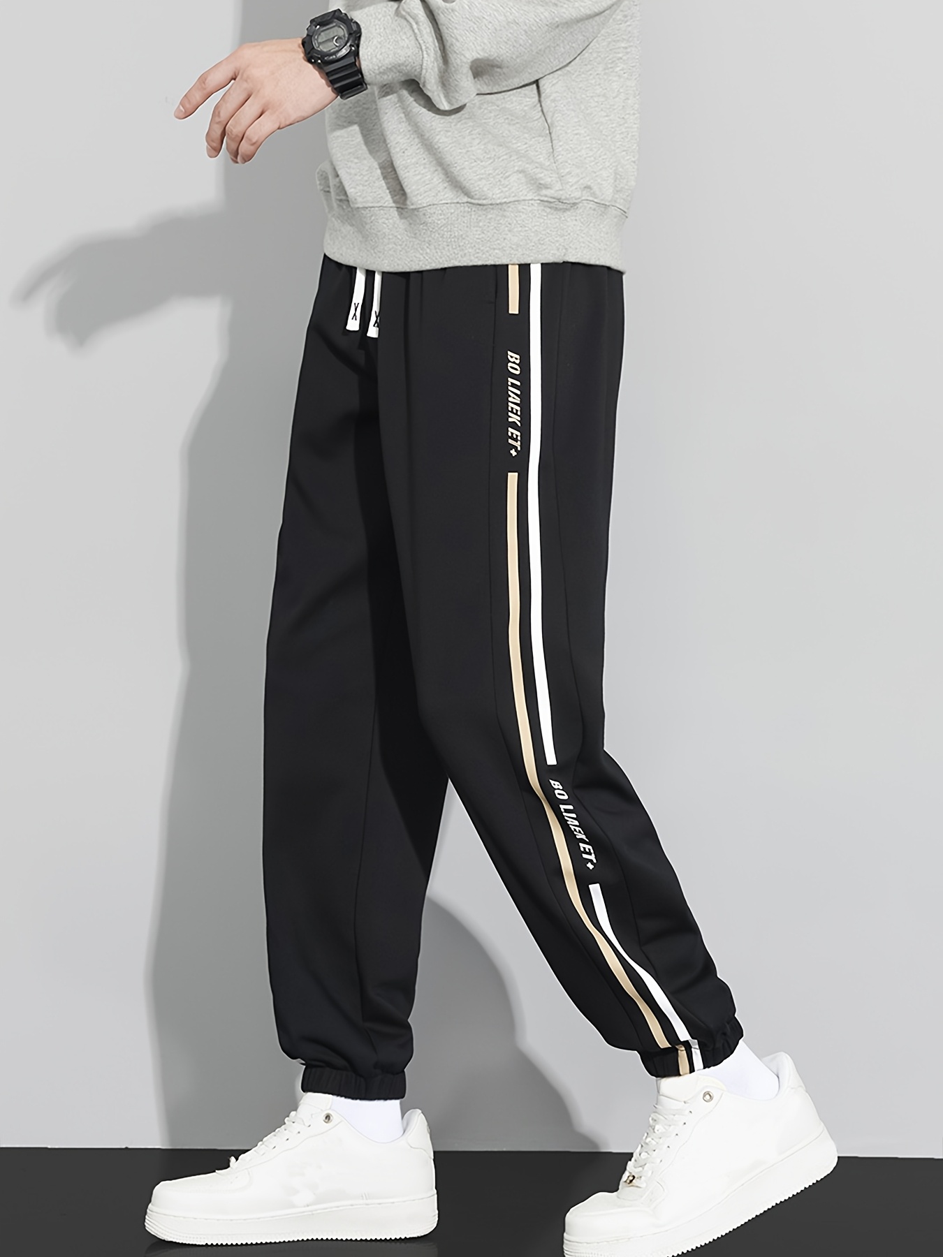 Side Stripe Pants Mens Joggers With White Stripe OUTSON Men's
