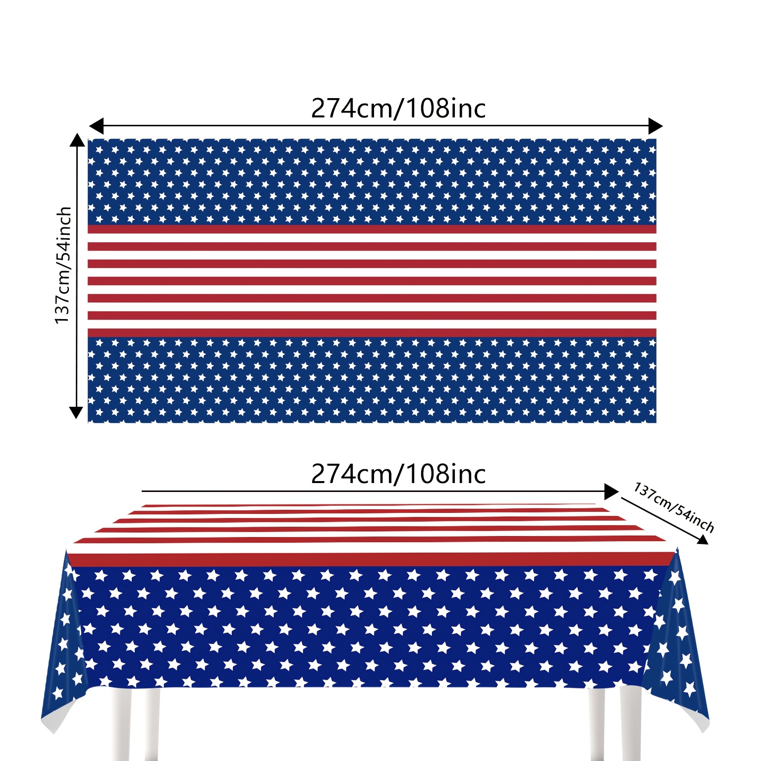 TEMU Nappe 1 pièce drapeau américain en PE, convient pour le 4 , les fêtes du Jour de l'Indépendance, housse de table de - barbecue avec étoiles et