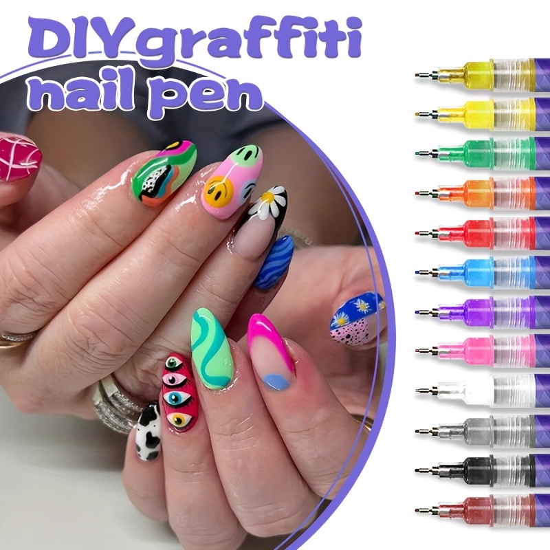 Gel Nails Acrylic Paint Pens For Nails Nail Graffiti Pen For 3D