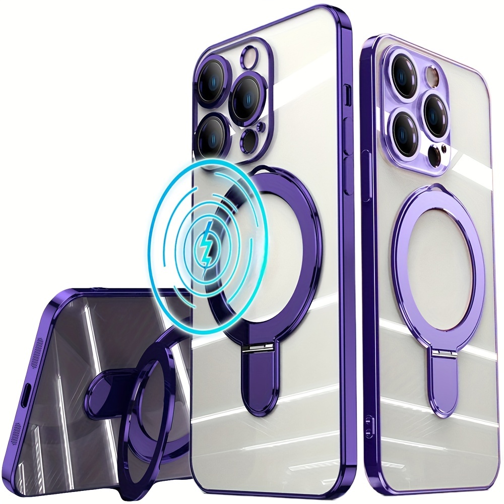 Funda para iPhone 14 Pro Max, magnética compatible con MagSafe, protector  de cámara de lente de vidrio, carcasa rígida de lujo para iPhone 14 Pro  Max