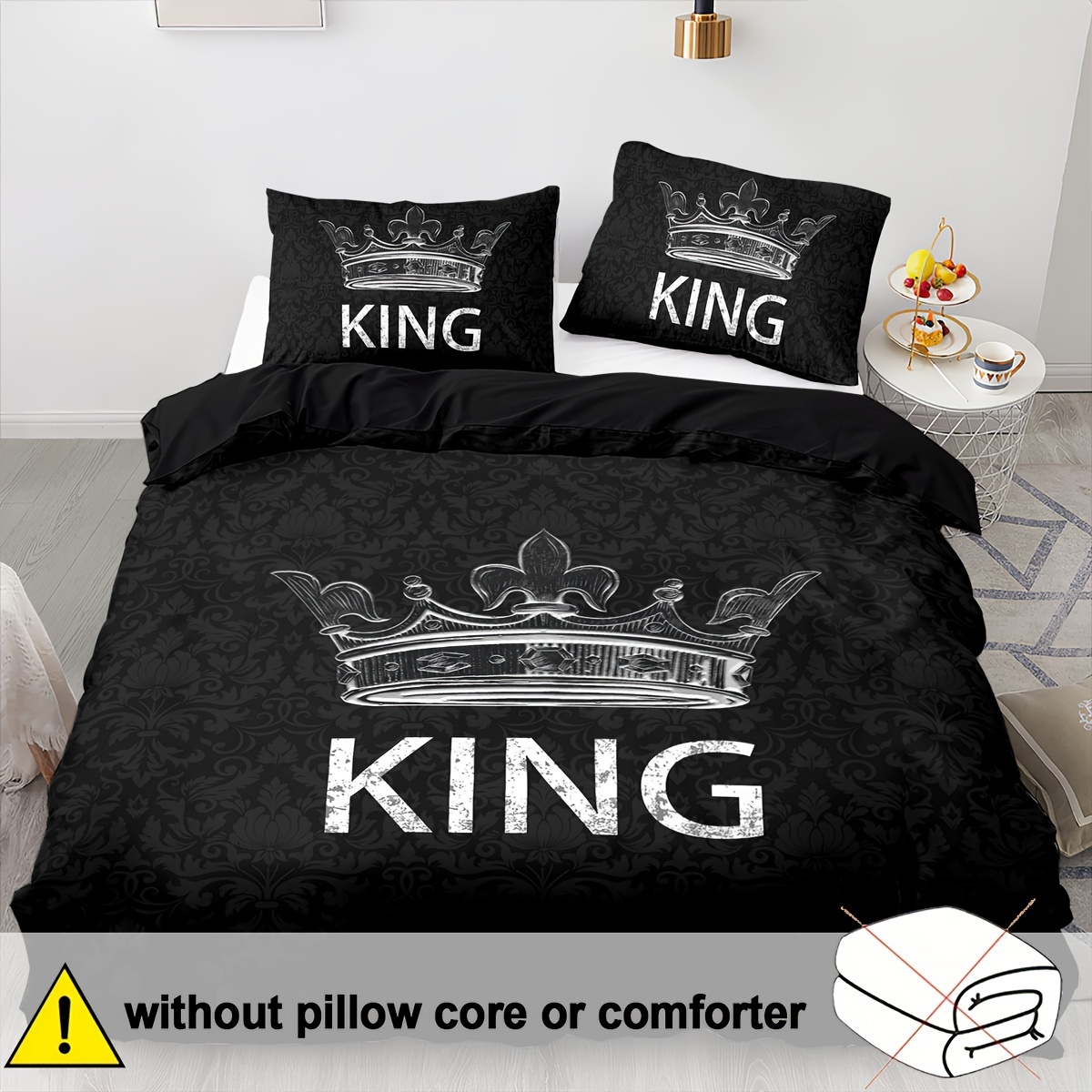 TEMU 2/3pcs Valentine's Day Down Duvet Cover, Soft And Comfortable, Large Down Duvet Cover Bedding, Crown Printed Bedroom Bedding, Valentine's Day