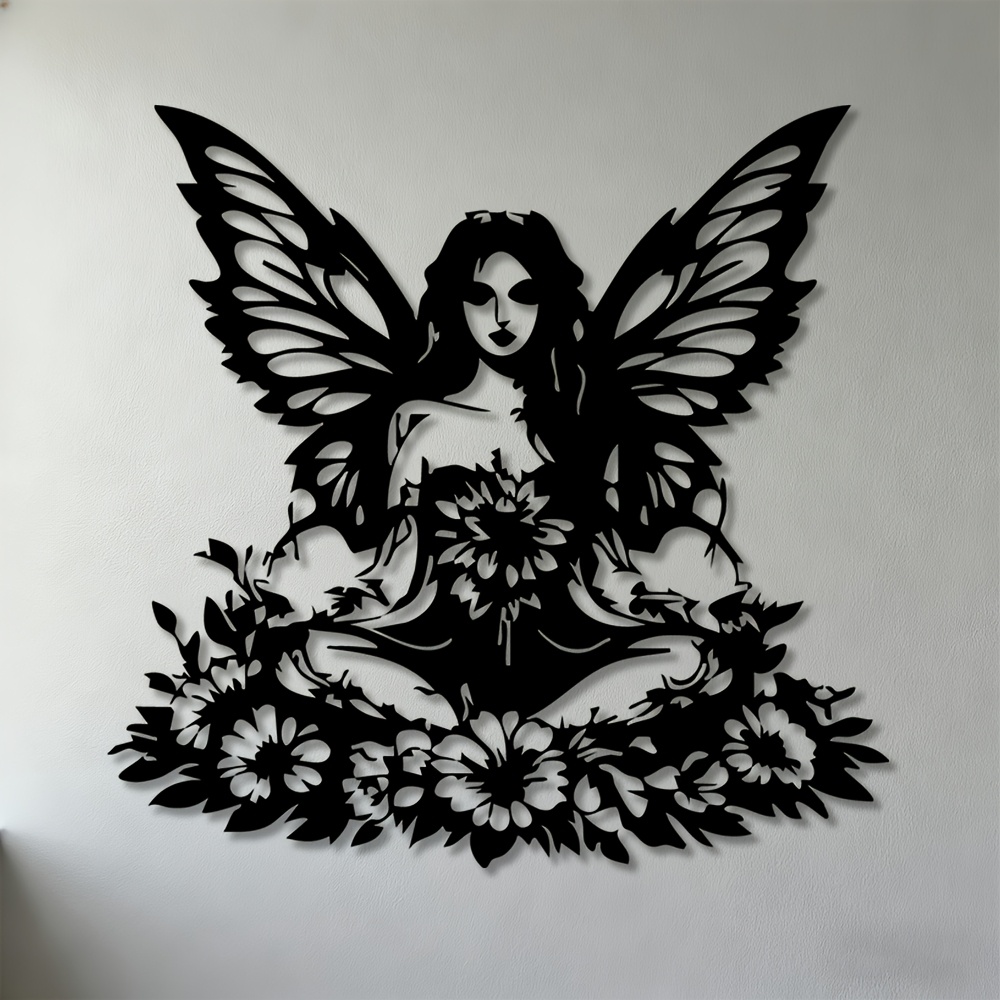 TEMU 2d Plane, 1pc, Wall Sculpture, With Fairy Metal Wall Decoration, Suitable For Living Room, Bedroom, Garden Decoration