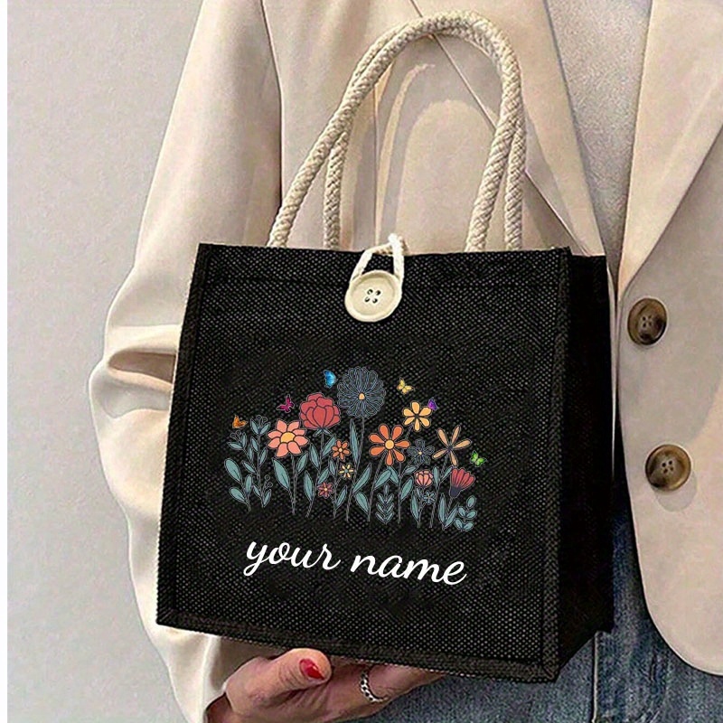 TEMU Customized, Mini Handbags, Various Bag Types, Floral Elements, Personalized Handbags, Flower And Letter Prints, High-quality Customization,