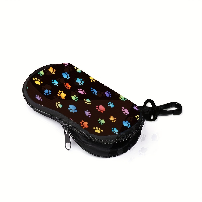 

1 Paw Print Neoprene Eyeglass Case - Waterproof & Portable Holder For Fashion Glasses And , Fashionable Black With Vibrant Foot , Cute Glasses Case