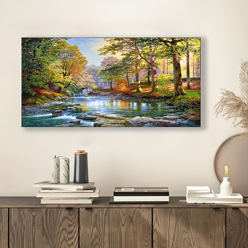 TEMU Diamond Painting Kits, Large 5d Diy Landscape Diamond Painting Kits For Adults, Diy Crystal Arts And Crafts, Lake Gem Art Painting With Diamond