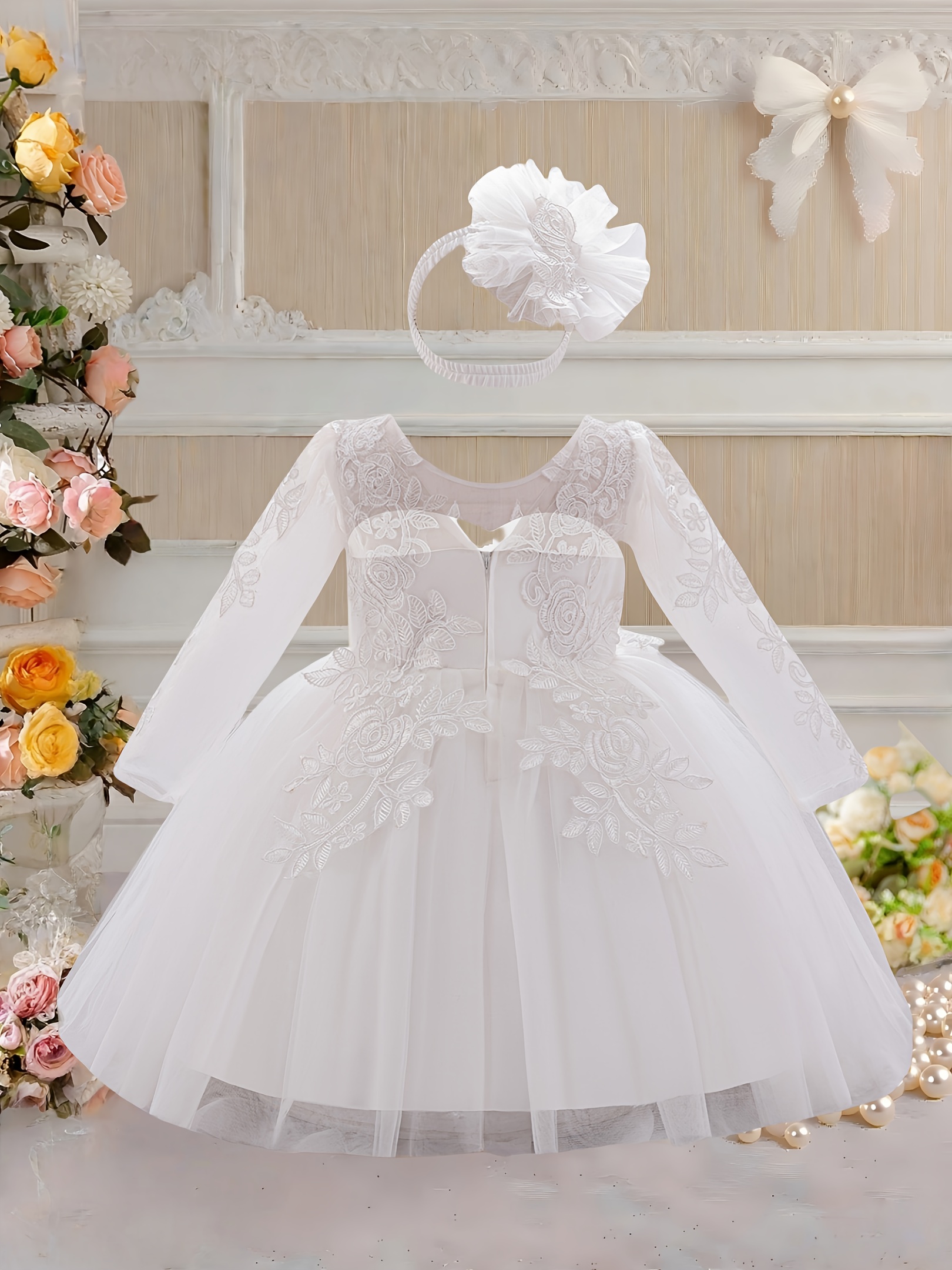 knee length dresses for ladies Winter ONEderland 1st Birthday outfit - White and Gold glitter main image 0