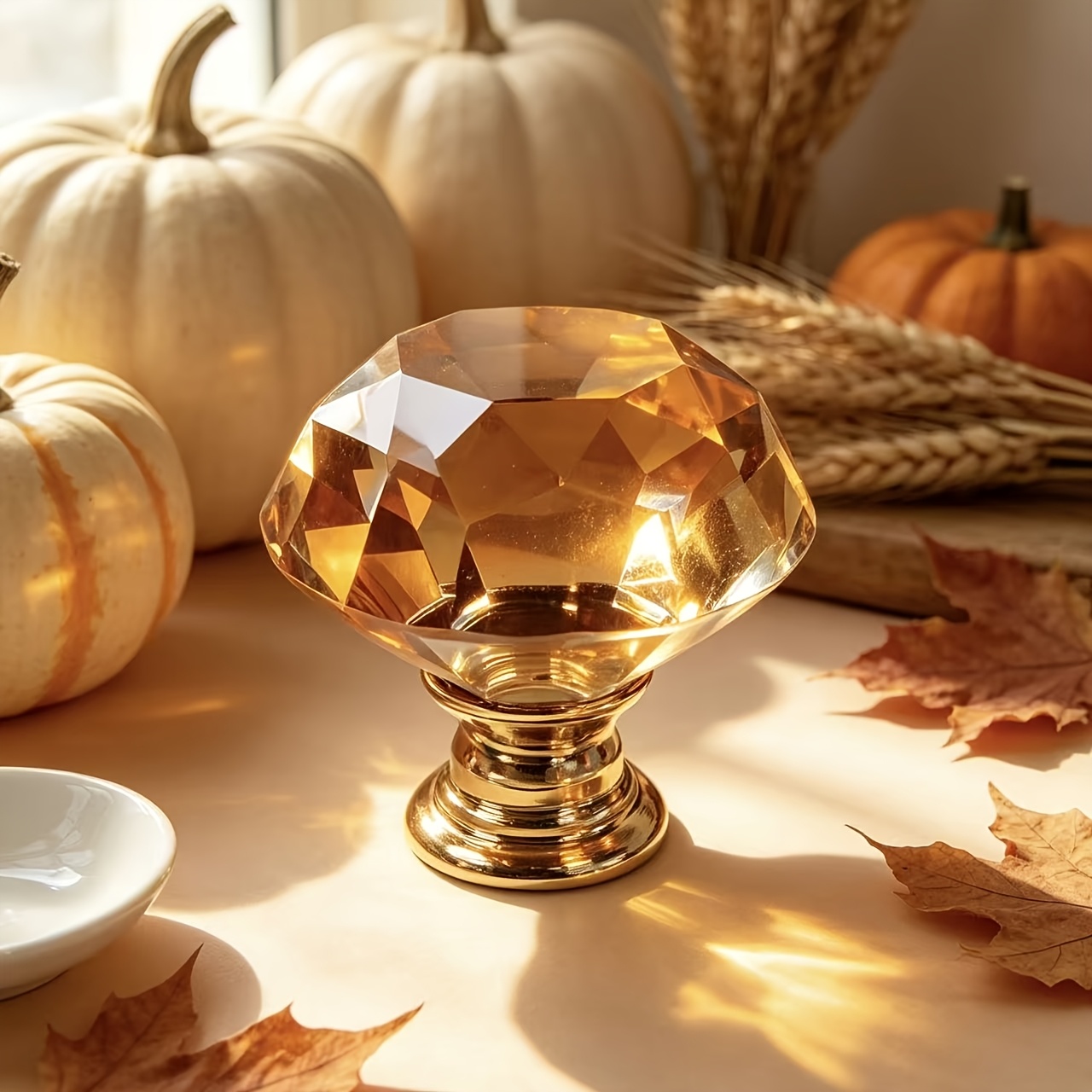 TEMU 5pcs Round Knobs, Halloween Amber Crystal Glass Cabinet Knobs With Screws, Drawer Handles For Kitchen, Dressing Table, Door, Cabinet
