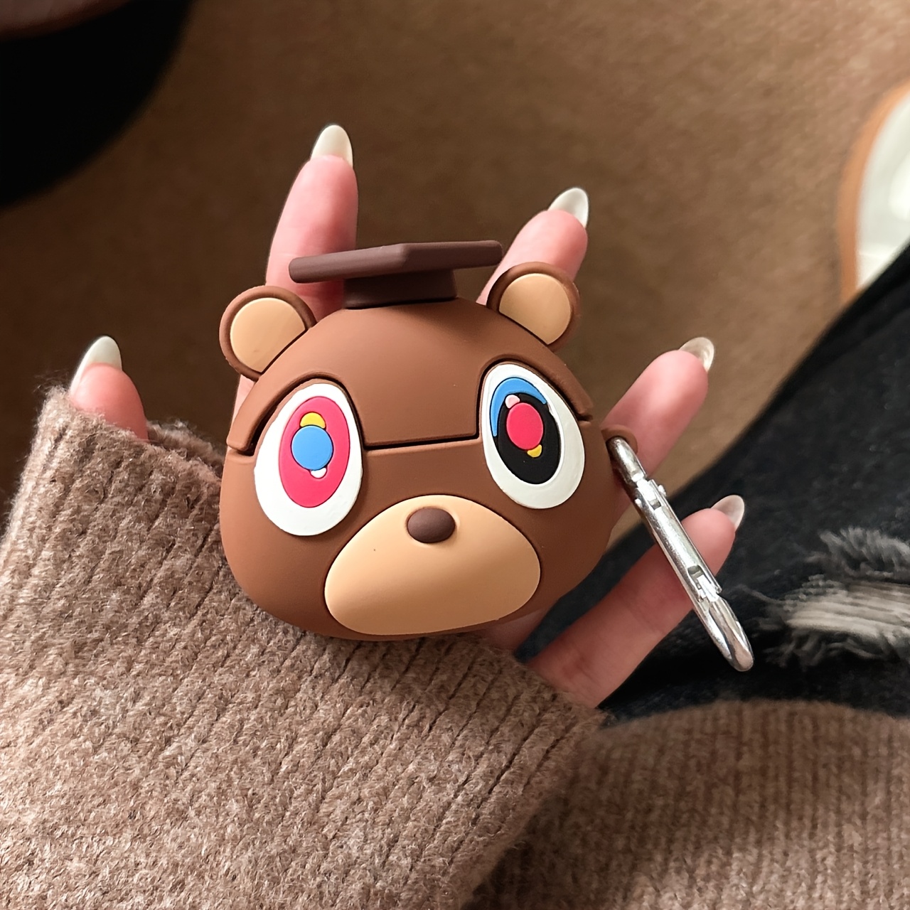 

Silicone Doctoral Cap Bear Earphone Protective Case, Compatible With Apple Airpods 1/2, For Airpods Pro, For , For Airpods 3, And Airpods 4 With Protection.