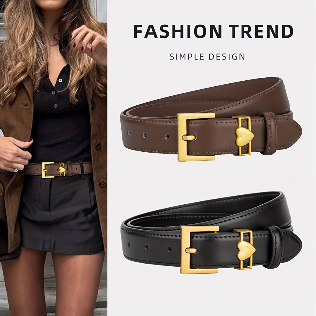 Cintura Donna Casual Vintage con Fibbia a Cuore Quadrato alla Moda,