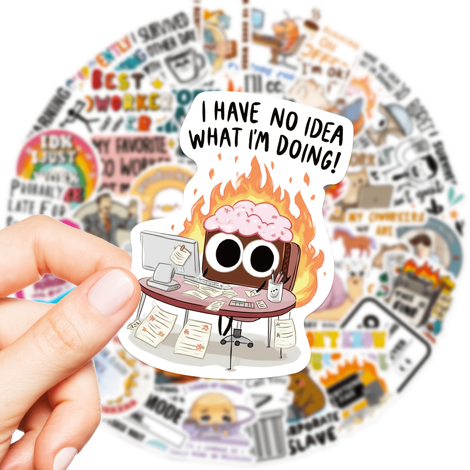 TEMU 50pcs Theme Stickers, Workplace Humor Decals, Removable. Ideal For Laptop, Water Bottle, Phone Case, Journal, Scrapbook, Skateboard, Motorcycle,