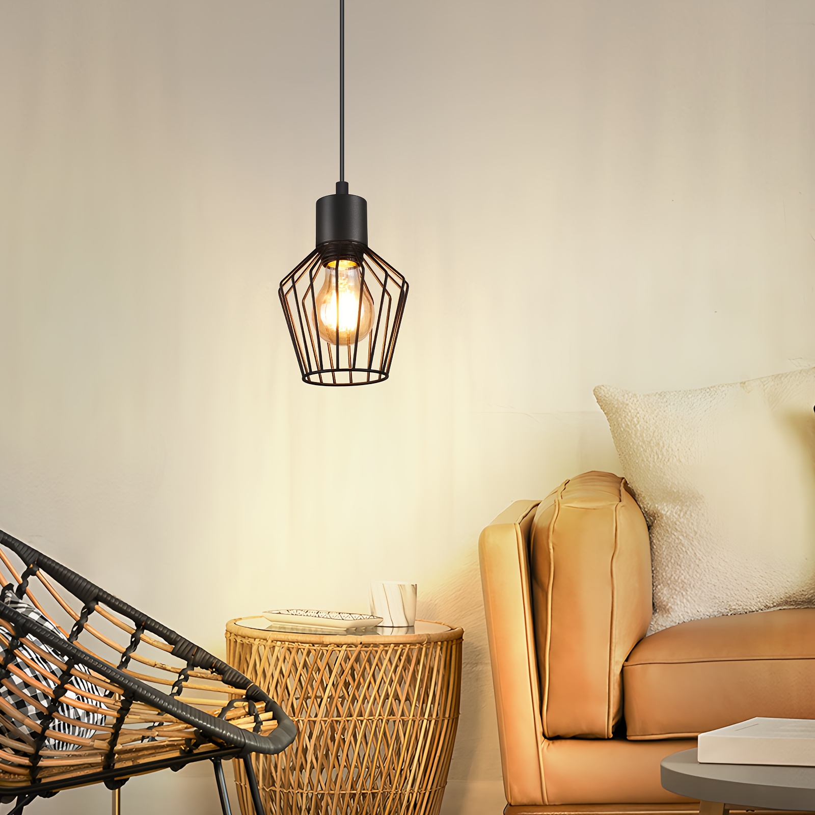 Industrielle Hängeleuchte Retro Design – Metall Lampenschirm, E27 Fassung, 40W, Schwarz, Kabellänge 100 Cm