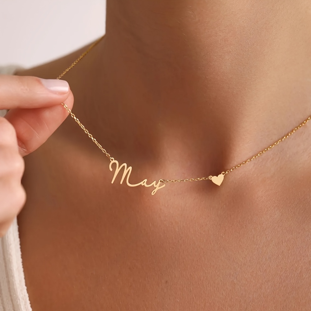 E-shop Personalisiertes Dianty Namenshalskette - Edelstahl Herz-Anhänger im Kursivschrift, Elegante & Vielseitige für Frauen, Valentinstagsgeschenk für