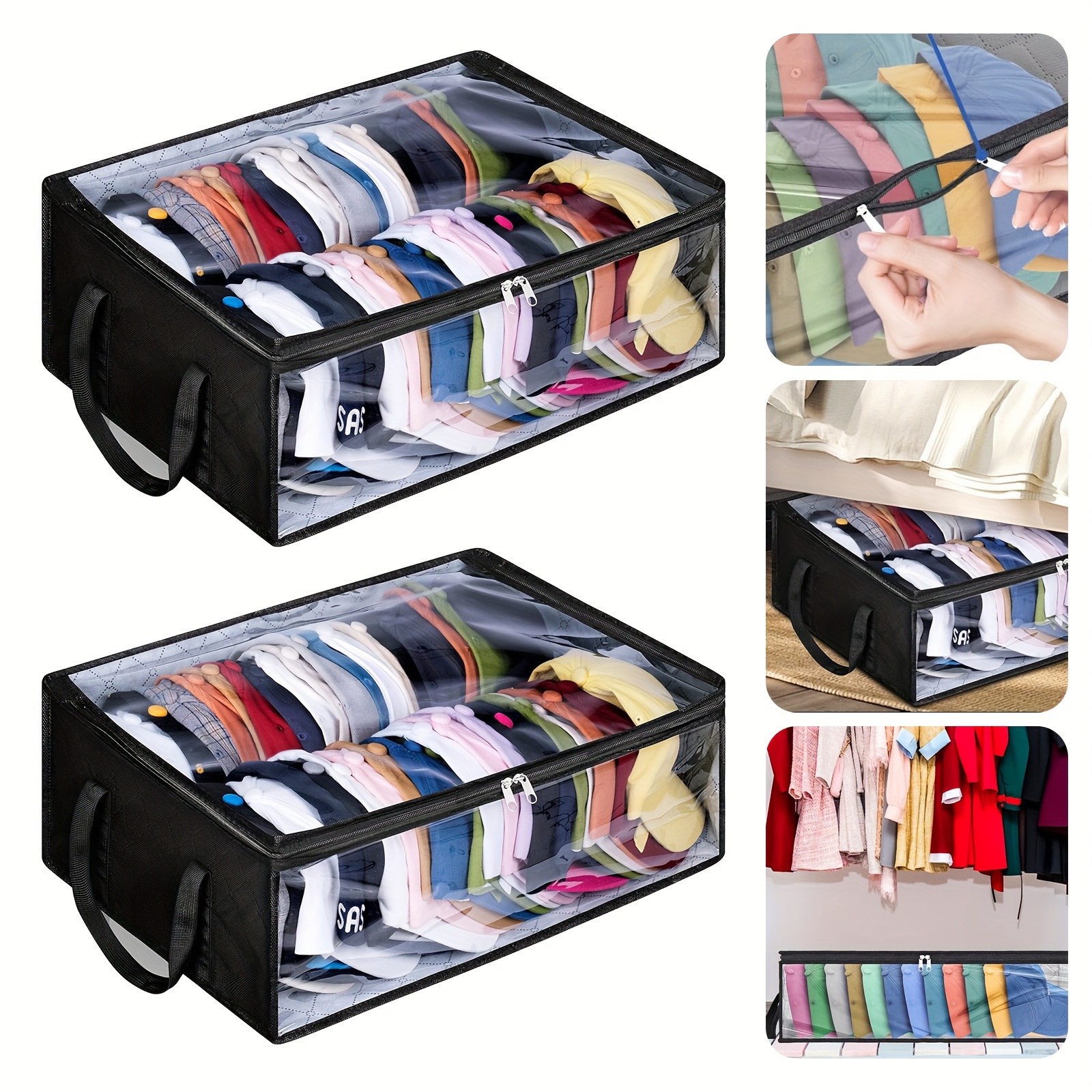 TEMU 2pcs Large Capacity Hat Storage Boxes, Hold Up To 160 Baseball Caps, Space-saving Closet Hat Organizer With Handles, Transparent Dustproof