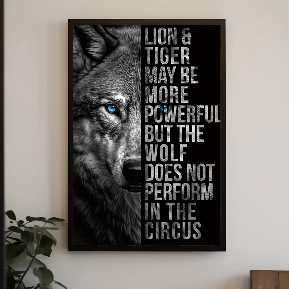 

1pc Inspirational Wolf Canvas Art Poster 12x16 Inch - Motivational Quote Wall Decor For Living Room, Bedroom, Kitchen, Bathroom,