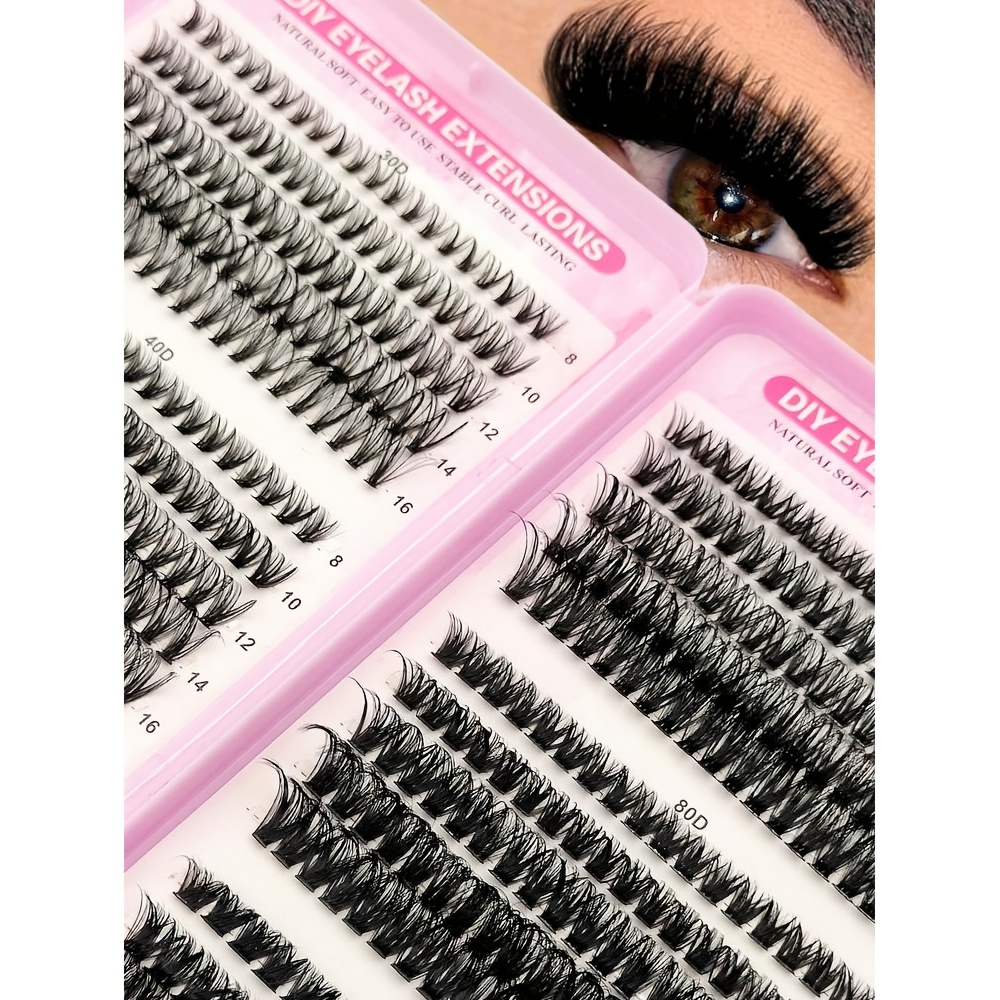 570pcs Eyelash Book D Natural Dense Fluffy Grafting 30d+40d+50d+60d+80d+100d Eyelashes 8mm-16mm Mixed Length Cluster False Eyelashes