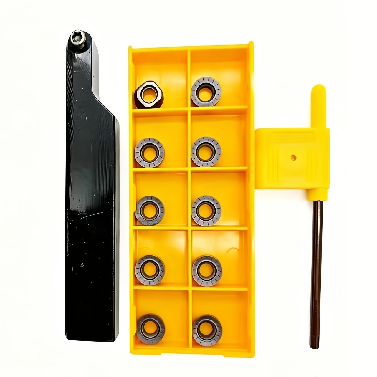 TEMU 12pcs Cnc Lathe Tool Set | Srapr1616h10 Lathe Tool Holder And Hard Milling Golden Metal Turning Cnc Tool Holders That With Cnc Cutting Inserts