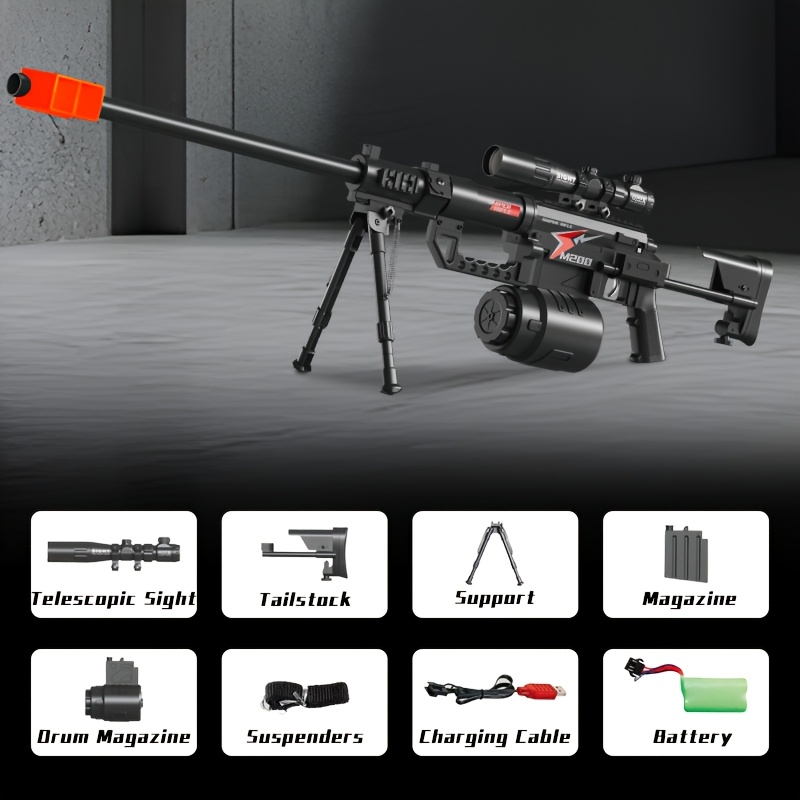 M200 Sniper Gun Electric Gel Jet Ball [7.4V High Speed Continuous Shooting Upgrade G Highly Assembled Toy Manual/automatic Dual Mode Drive Hand Automatic Semi-automatic Full Bullet Firing