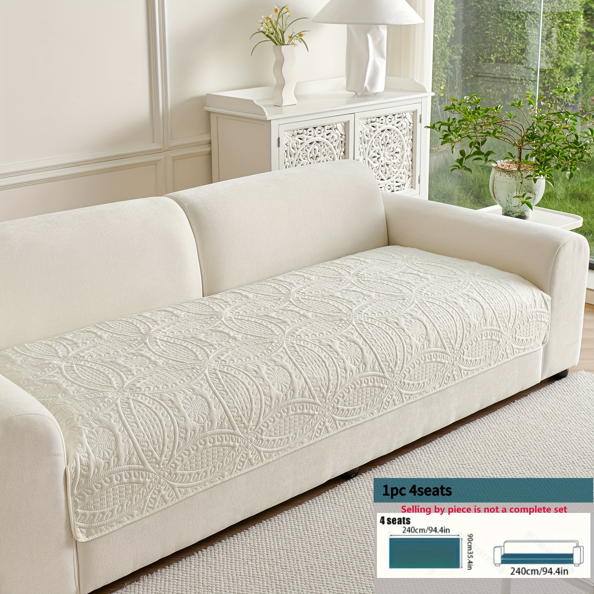 TEMU [european Ultrasonic] 1pc Anti Slip Bohemian Style Sofa Cushion, Featuring A Quilted Design, Easy To Clean, Suitable For Single Seater To 4